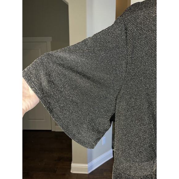 Torrid Shimmer Surplice Neck Wide Leg Jumpsuit Black Gold 4X Tie Waist Pockets - Picture 8 of 14